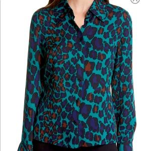 Diane Von Furstenberg DVF Samson Leopard Blouse